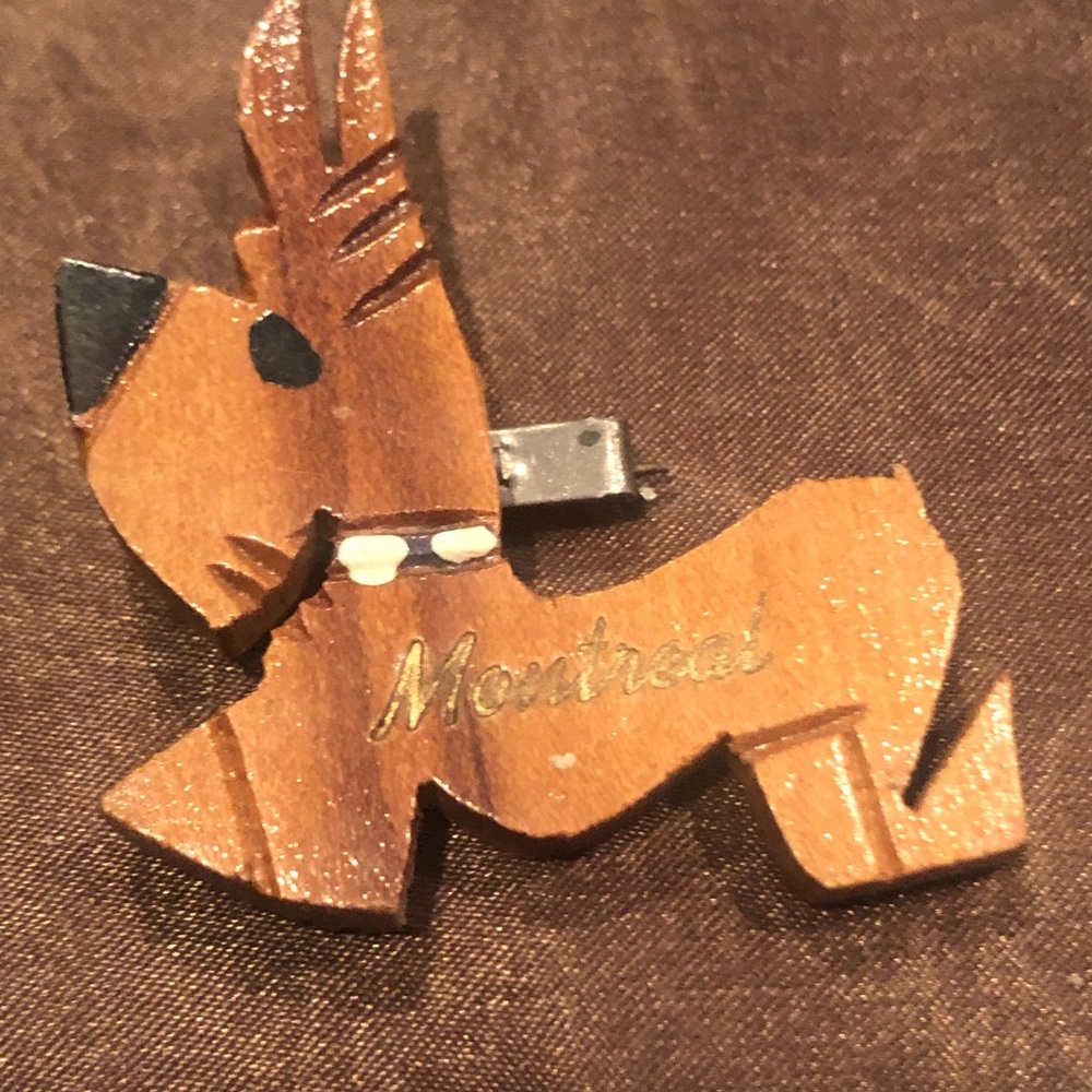 Vintage Wooden Scottie Dog “Montreal” Pin